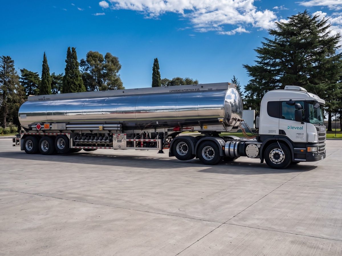 Camión de la flota propia de Leveal para distribución de combustibles